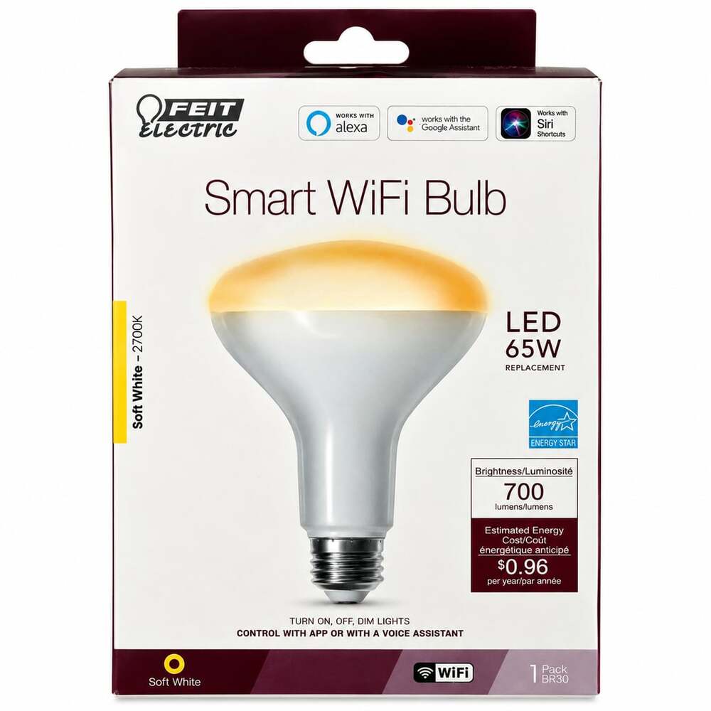 Feit Electric Smart WiFi LED 65W Replacement BR30 Bulb Soft White 2700K